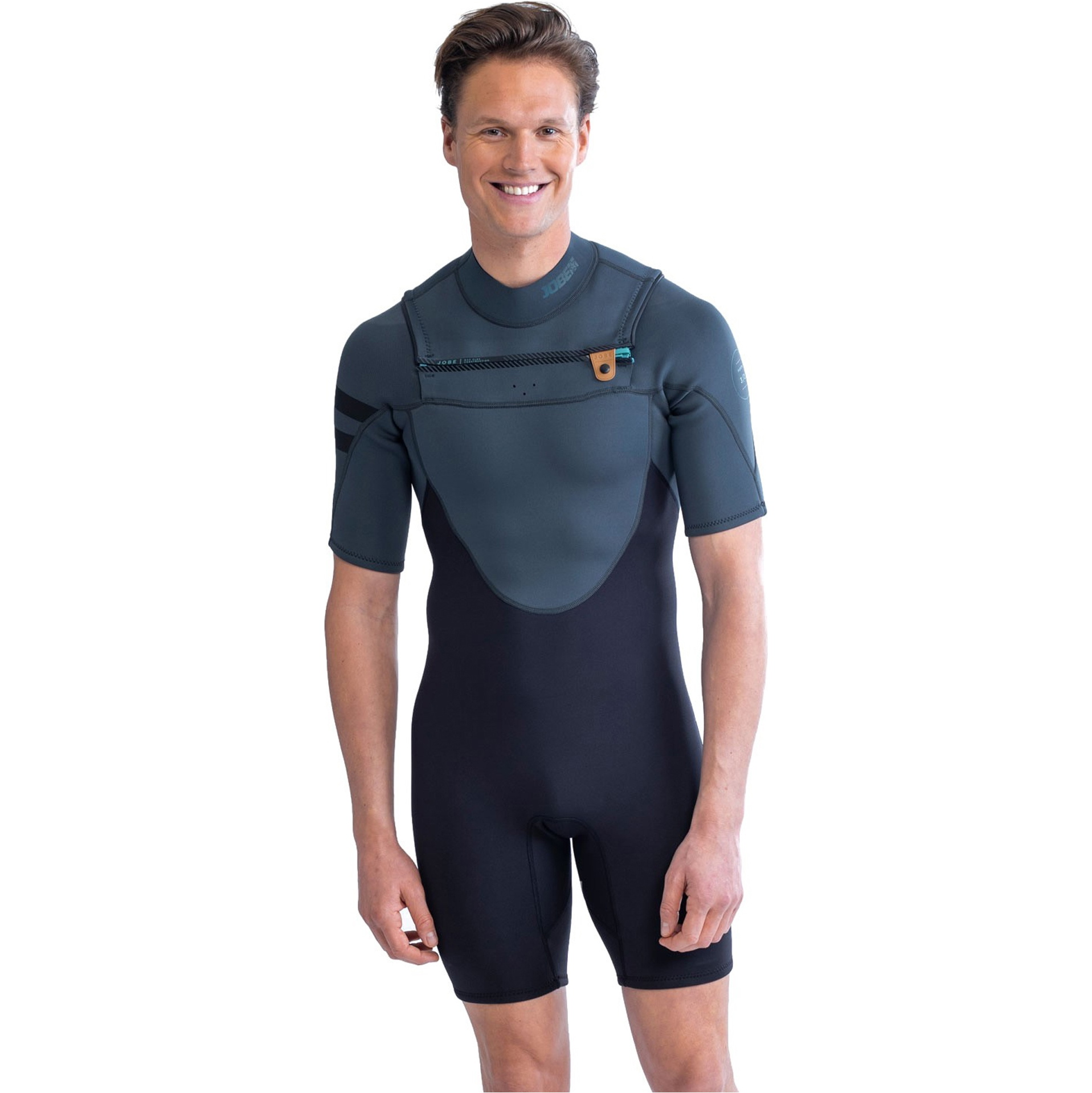 2026 Jobe Perth Heren 3/2mm Borst Ritssluiting Shorty Wetsuit 303620003 - Grey
